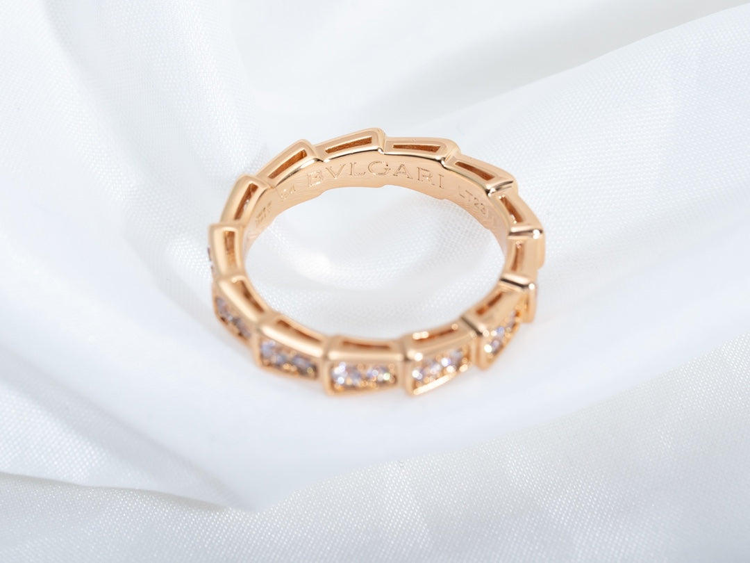 [Angela Jewellery]SERPENTI RING PINK GOLD DIAMOND PAVED 3MM