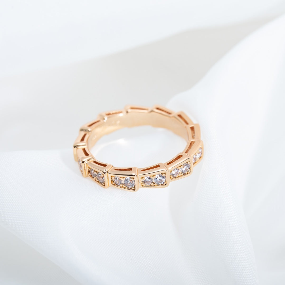 [Angela Jewellery]SERPENTI RING PINK GOLD DIAMOND PAVED 3MM