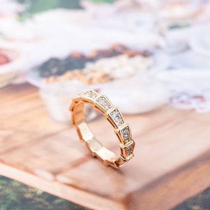 [Angela Jewellery]SERPENTI RING PINK GOLD DIAMOND PAVED 3MM