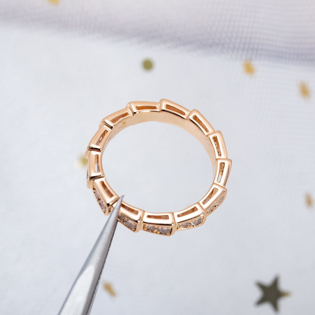 [Angela Jewellery]SERPENTI RING PINK GOLD DIAMOND PAVED 3MM