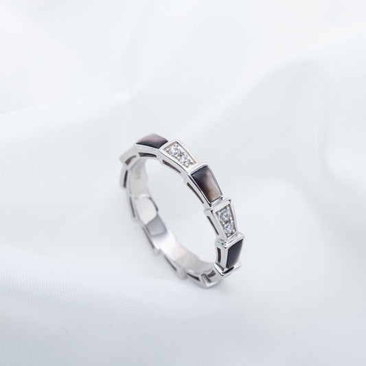 [Angela Jewellery]SERPENTI RING SILVER  DIAMOND BLACK MOP 3MM