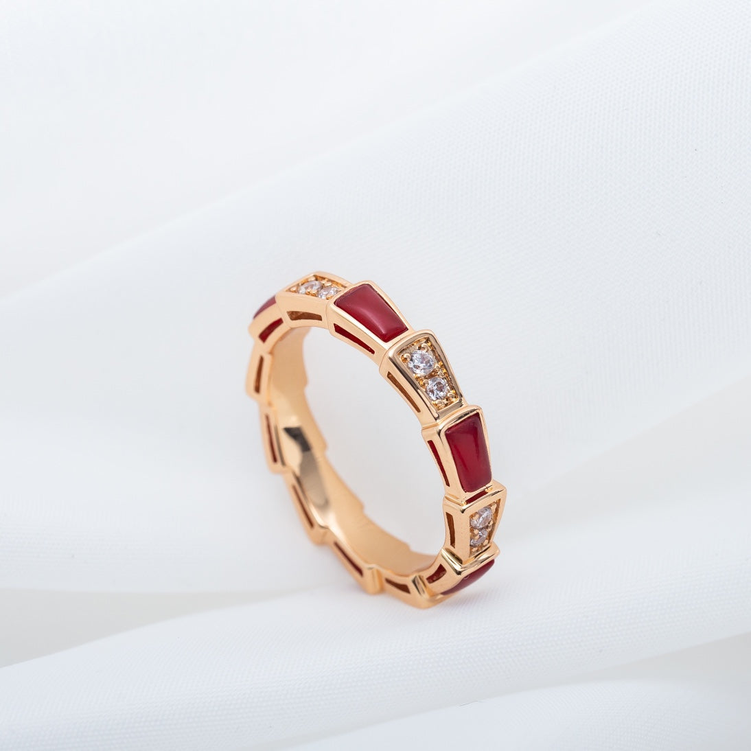 [Angela Jewellery]SERPENTI RING PINK GOLD CARNELIAN DIAMOND 3MM