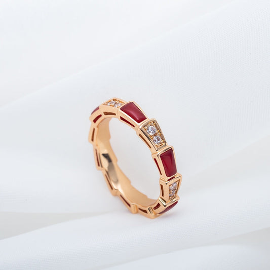[Angela Jewellery]SERPENTI RING PINK GOLD CARNELIAN DIAMOND 3MM