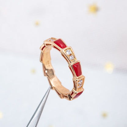 [Angela Jewellery]SERPENTI RING PINK GOLD CARNELIAN DIAMOND 3MM
