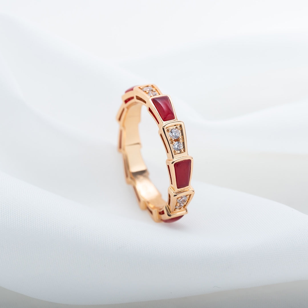 [Angela Jewellery]SERPENTI RING PINK GOLD CARNELIAN DIAMOND 3MM