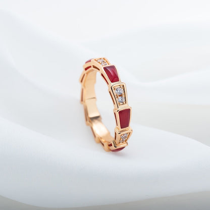 [Angela Jewellery]SERPENTI RING PINK GOLD CARNELIAN DIAMOND 3MM