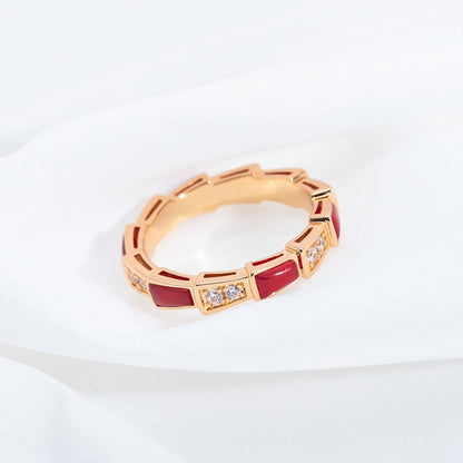 [Angela Jewellery]SERPENTI RING PINK GOLD CARNELIAN DIAMOND 3MM
