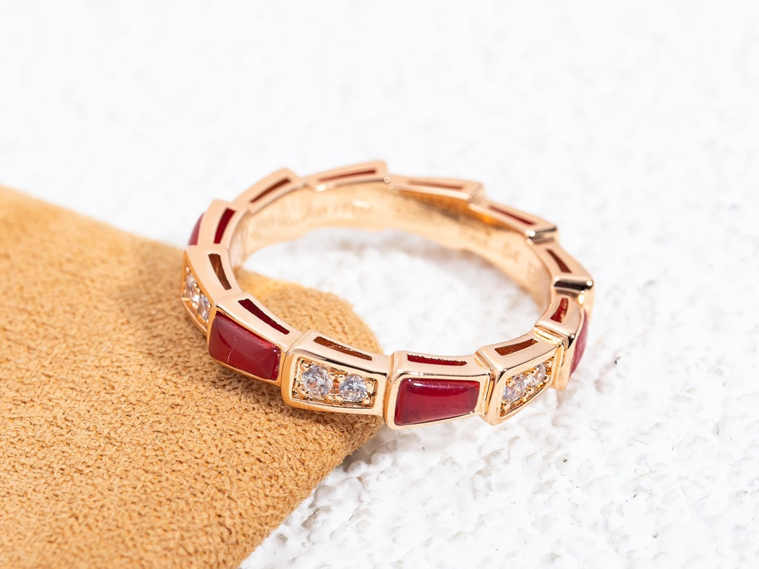 [Angela Jewellery]SERPENTI RING PINK GOLD CARNELIAN DIAMOND 3MM