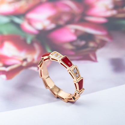 [Angela Jewellery]SERPENTI RING PINK GOLD CARNELIAN DIAMOND 3MM