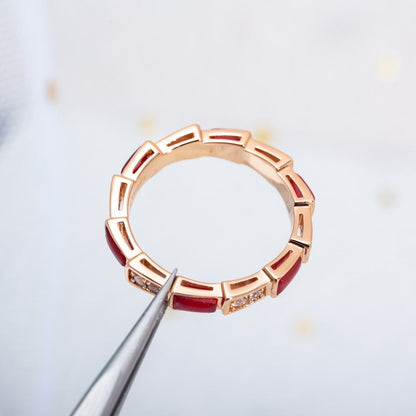 [Angela Jewellery]SERPENTI RING PINK GOLD CARNELIAN DIAMOND 3MM