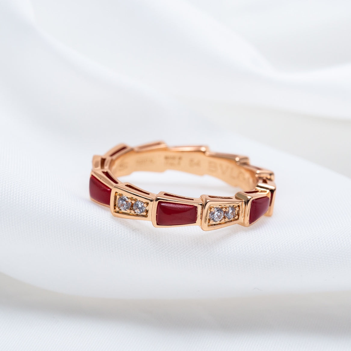 [Angela Jewellery]SERPENTI RING PINK GOLD CARNELIAN DIAMOND 3MM
