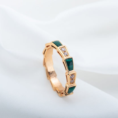 [Angela Jewellery]SERPENTI RING PINK GOLD MALACHITE DIAMOND 3MM