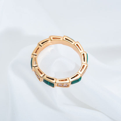 [Angela Jewellery]SERPENTI RING PINK GOLD MALACHITE DIAMOND 3MM