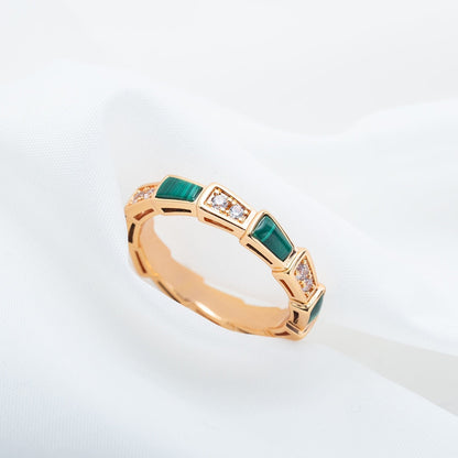 [Angela Jewellery]SERPENTI RING PINK GOLD MALACHITE DIAMOND 3MM