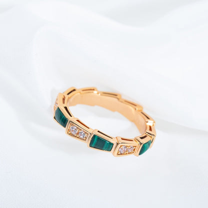 [Angela Jewellery]SERPENTI RING PINK GOLD MALACHITE DIAMOND 3MM
