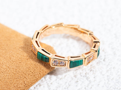 [Angela Jewellery]SERPENTI RING PINK GOLD MALACHITE DIAMOND 3MM