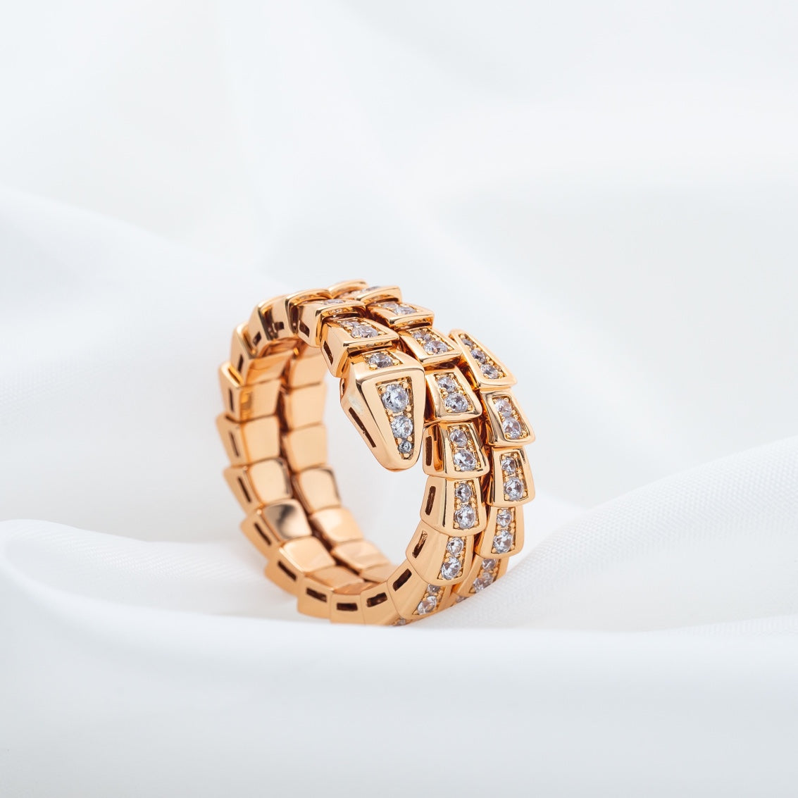 [Angela Jewellery]SERPENTI RING PINK GOLD DIAMOND DOUBLE ROW