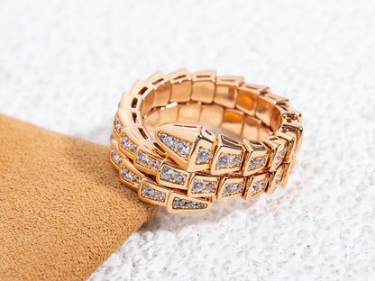 [Angela Jewellery]SERPENTI RING PINK GOLD DIAMOND DOUBLE ROW