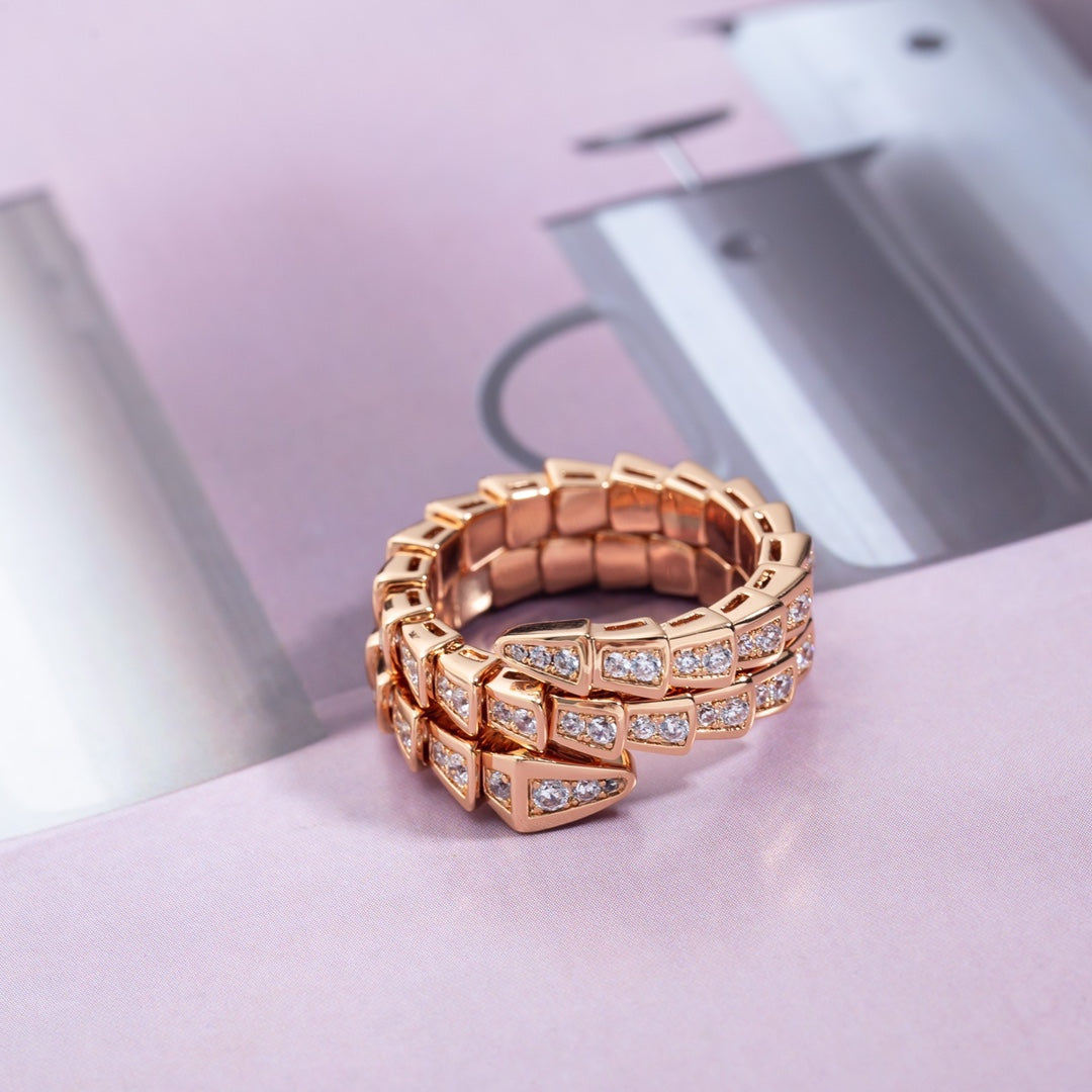 [Angela Jewellery]SERPENTI RING PINK GOLD DIAMOND DOUBLE ROW