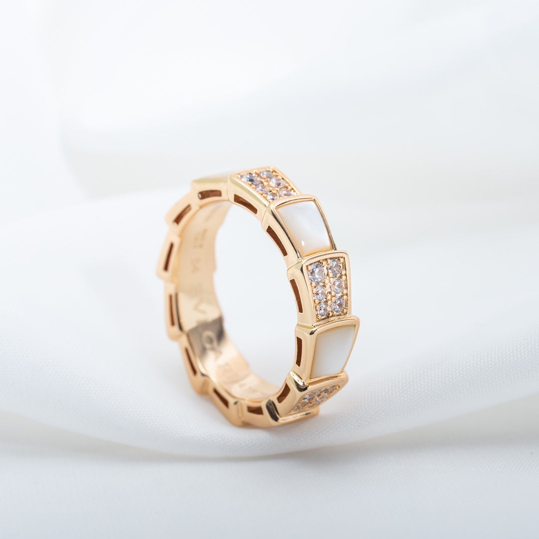 [Angela Jewellery]SERPENTI RING PINK GOLD MOP DIAMOND PAVED 4MM