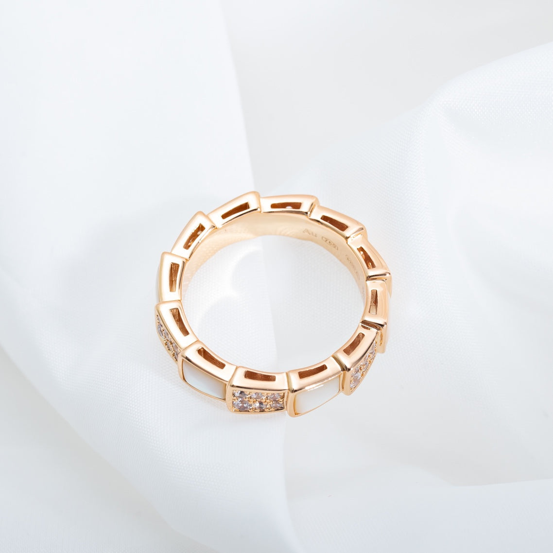 [Angela Jewellery]SERPENTI RING PINK GOLD MOP DIAMOND PAVED 4MM