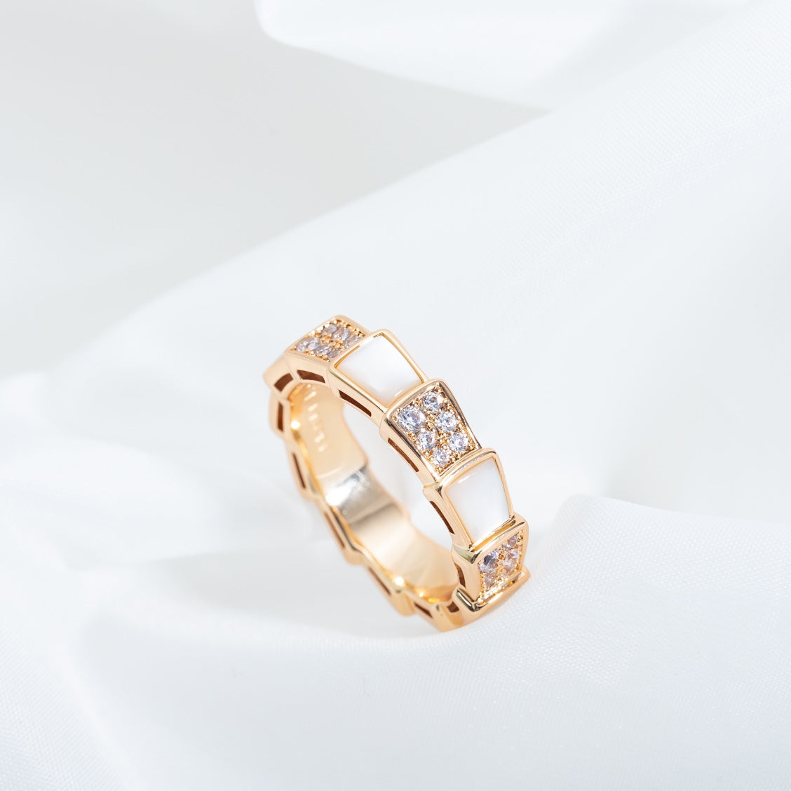 [Angela Jewellery]SERPENTI RING PINK GOLD MOP DIAMOND PAVED 4MM