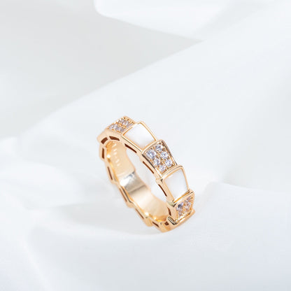 [Angela Jewellery]SERPENTI RING PINK GOLD MOP DIAMOND PAVED 4MM