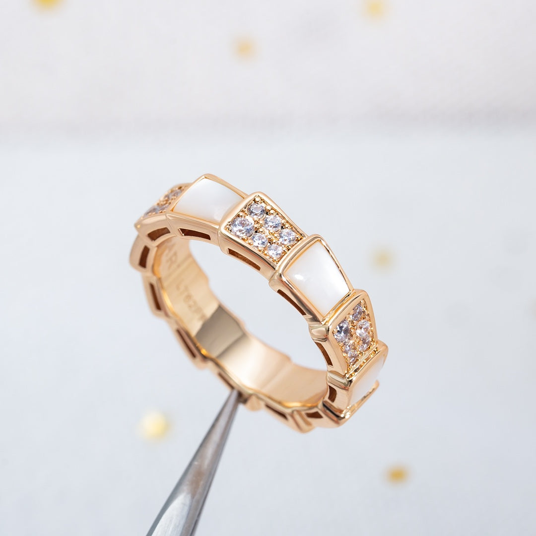 [Angela Jewellery]SERPENTI RING PINK GOLD MOP DIAMOND PAVED 4MM