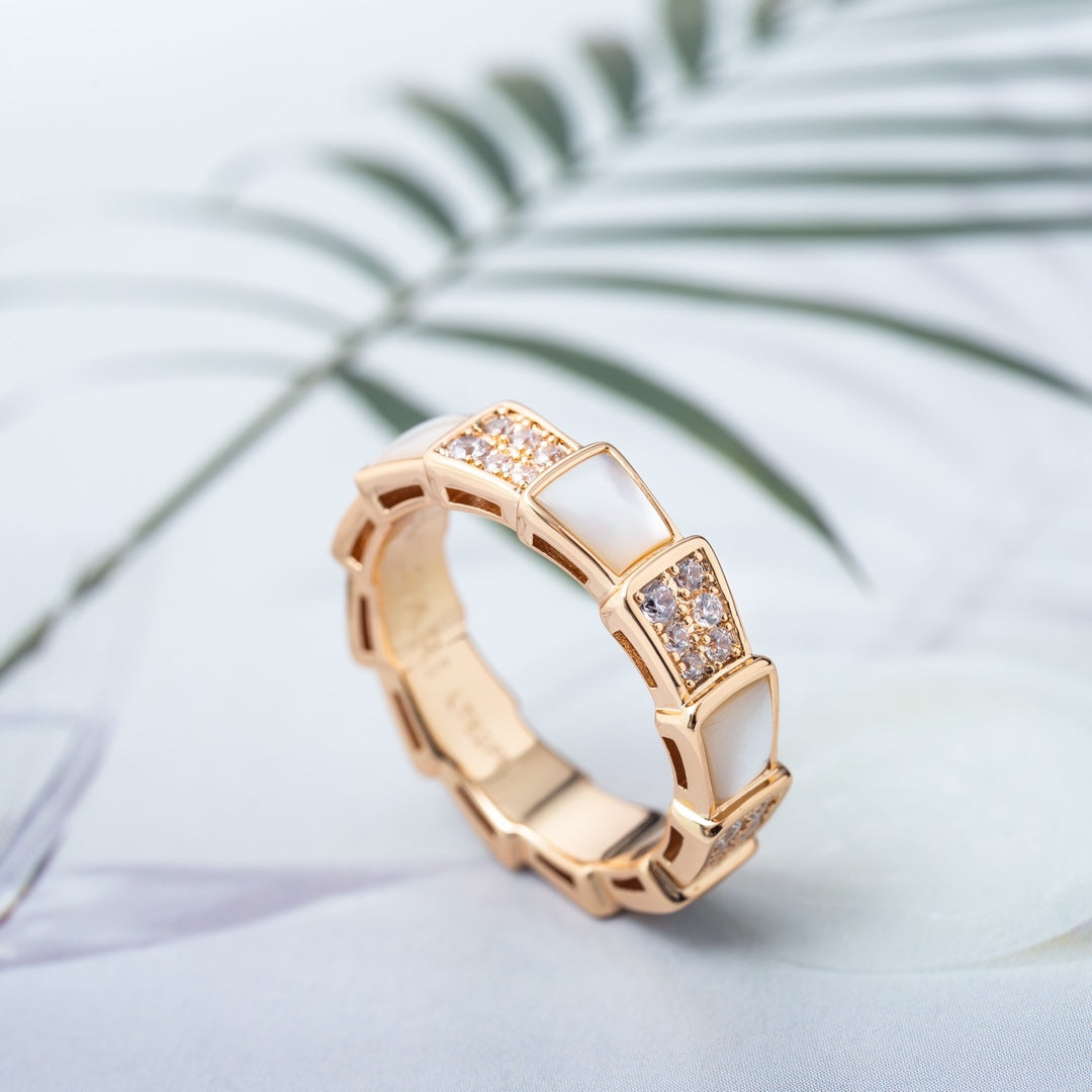 [Angela Jewellery]SERPENTI RING PINK GOLD MOP DIAMOND PAVED 4MM