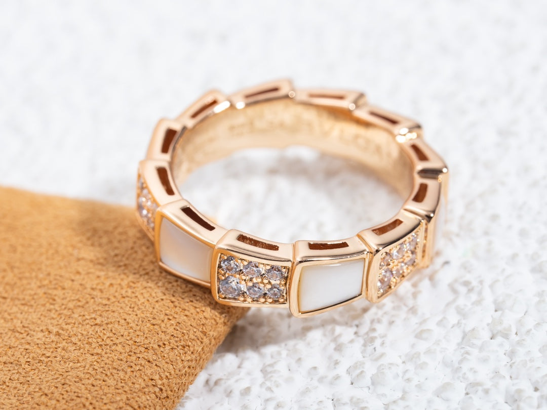 [Angela Jewellery]SERPENTI RING PINK GOLD MOP DIAMOND PAVED 4MM