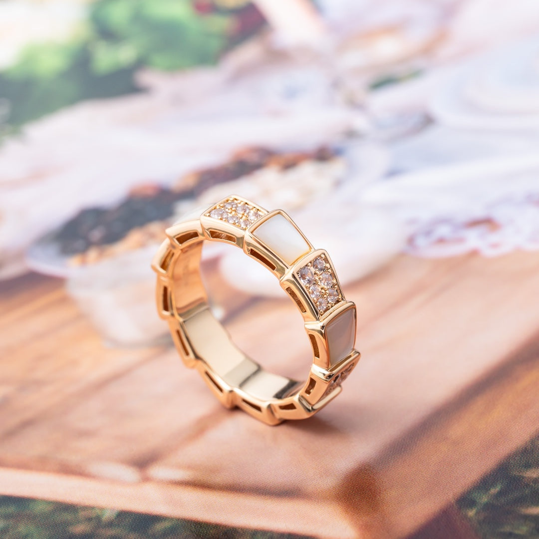 [Angela Jewellery]SERPENTI RING PINK GOLD MOP DIAMOND PAVED 4MM