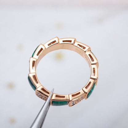 [Angela Jewellery]SERPENTI RING PINK GOLD MALACHITE DIAMOND PAVED 4MM