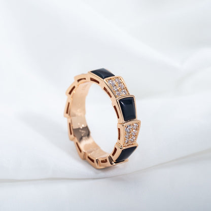 [Angela Jewellery]SERPENTI RING PINK GOLD BLACK MOP DIAMOND PAVED 4MM