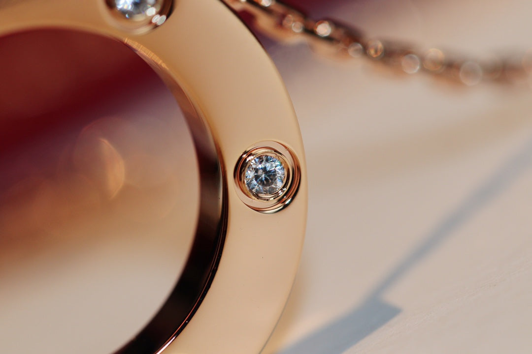 [Angela Jewellery]LOVE NECKLACE 16MM 6 DIAMONDS PINK GOLD
