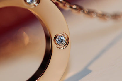 [Angela Jewellery]LOVE NECKLACE 16MM 6 DIAMONDS PINK GOLD