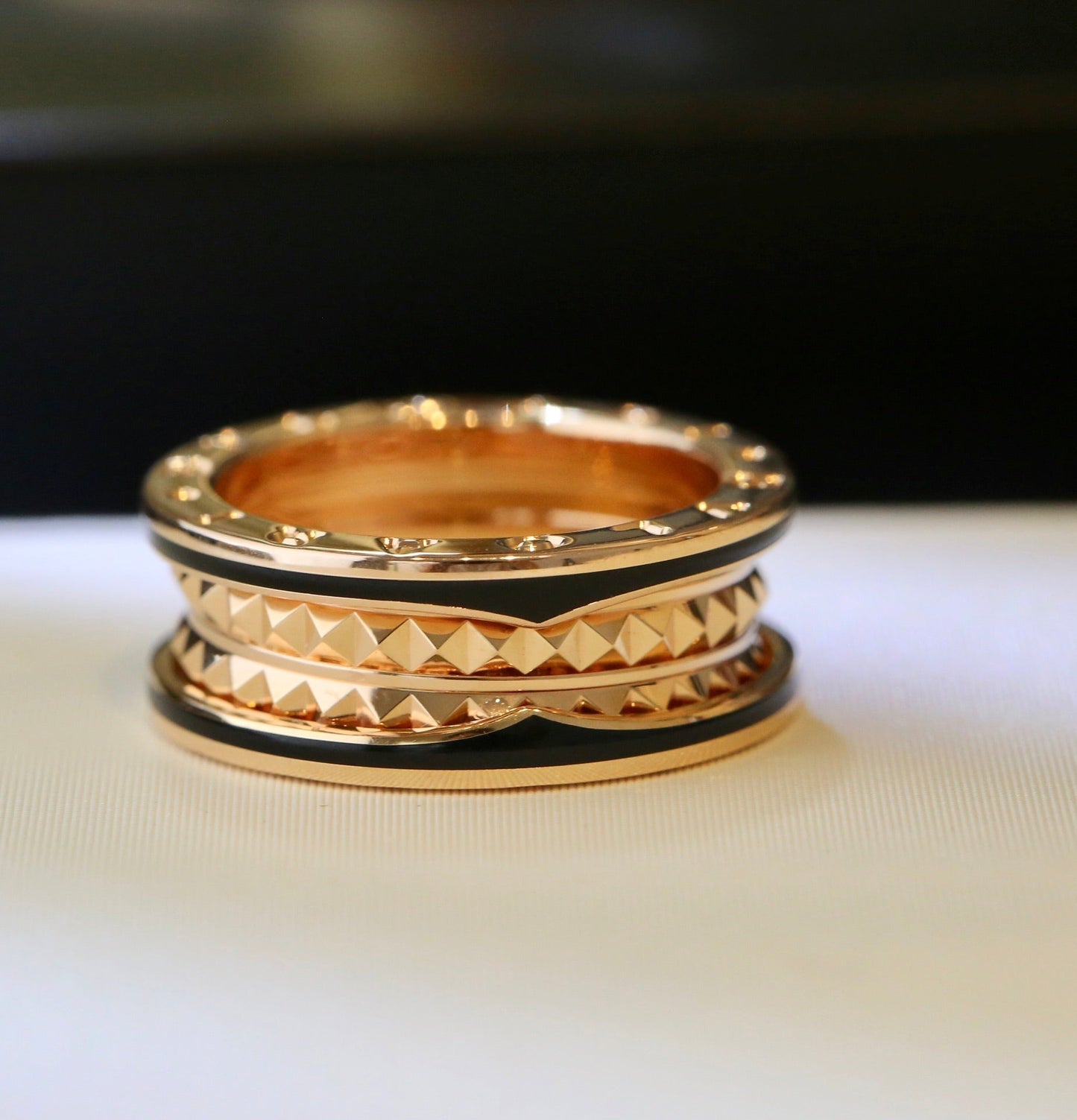 [Angela Jewellery]ZERO 1 PINK GOLD BLACK CERAMIC RING