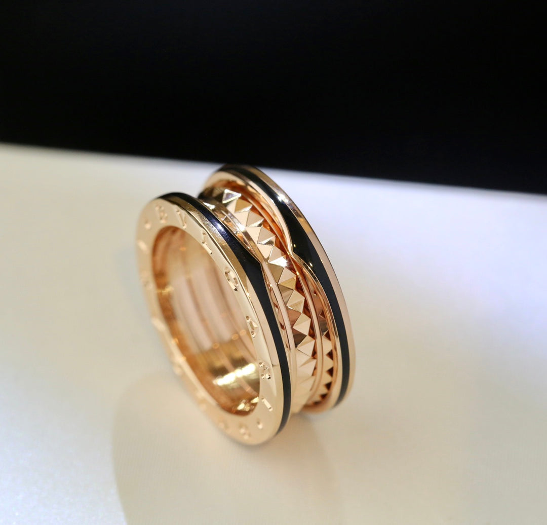 [Angela Jewellery]ZERO 1 PINK GOLD BLACK CERAMIC RING