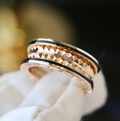 [Angela Jewellery]ZERO 1 PINK GOLD BLACK CERAMIC RING