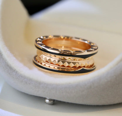 [Angela Jewellery]ZERO 1 PINK GOLD BLACK CERAMIC RING