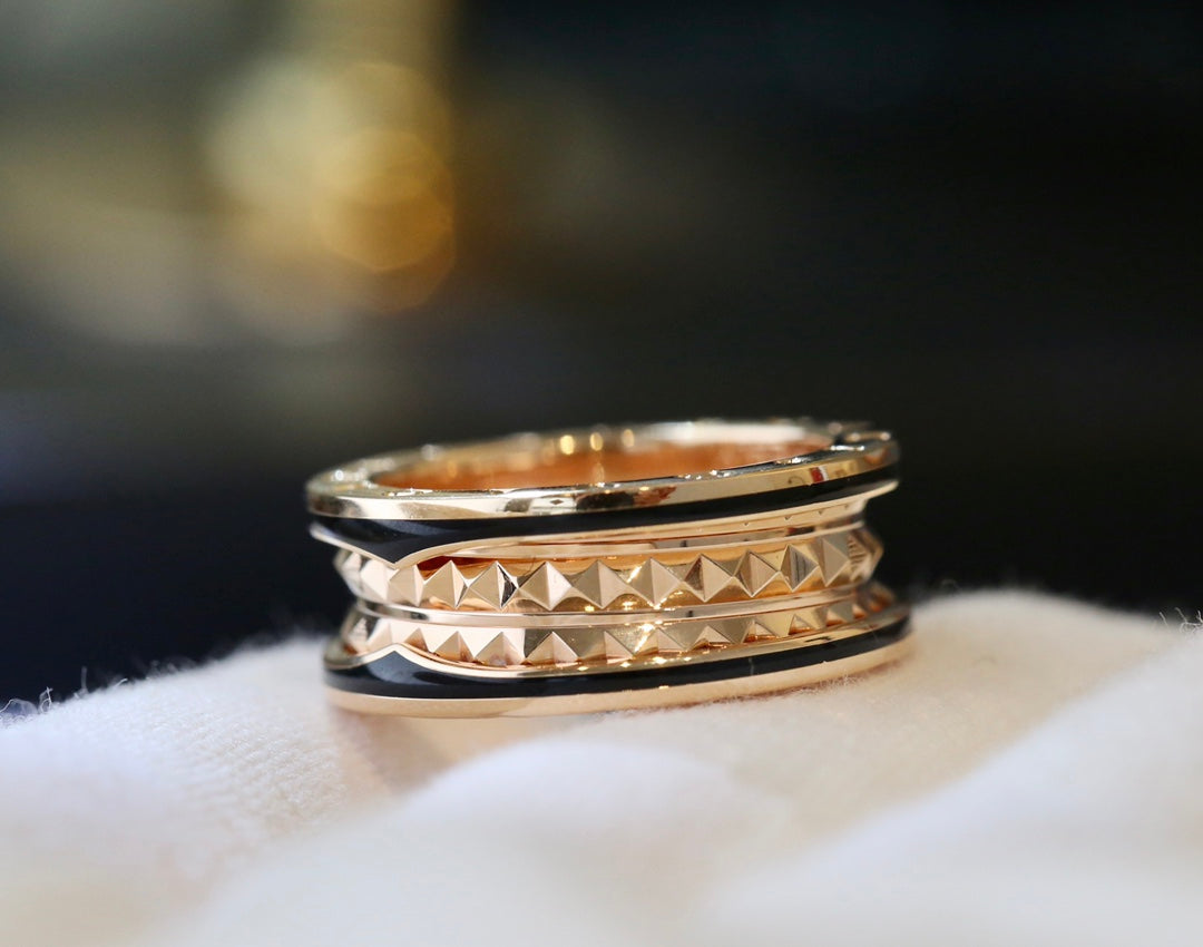 [Angela Jewellery]ZERO 1 PINK GOLD BLACK CERAMIC RING