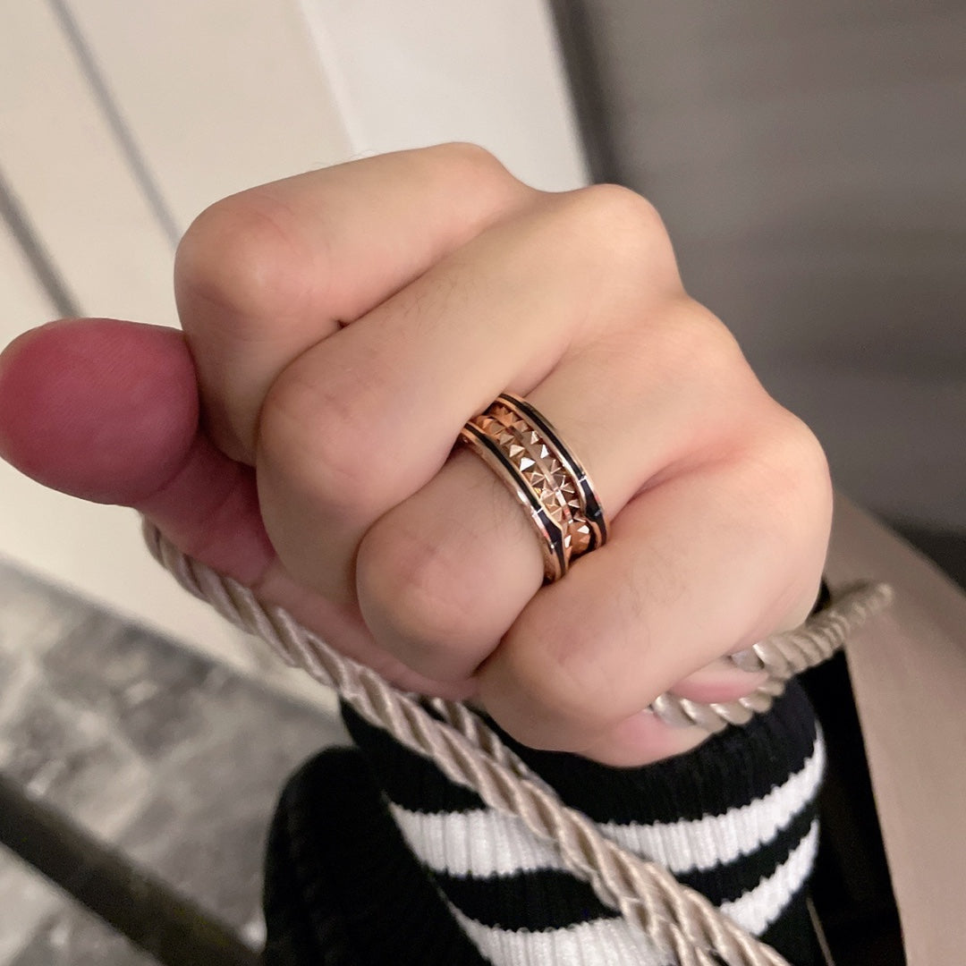 [Angela Jewellery]ZERO 1 PINK GOLD BLACK CERAMIC RING