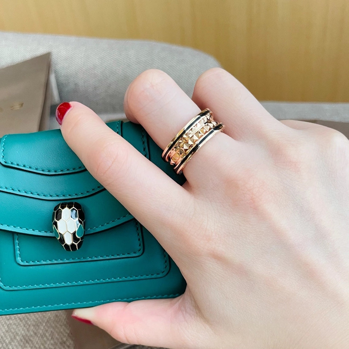 [Angela Jewellery]ZERO 1 PINK GOLD BLACK CERAMIC RING