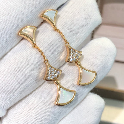 [Angela Jewellery]DREAM EARRINGS 3 MOTIFS DIAMOND MOP PINK GOLD