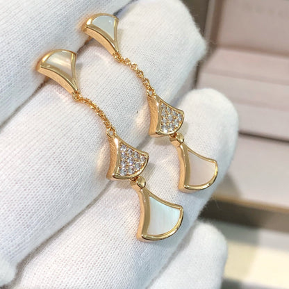 [Angela Jewellery]DREAM EARRINGS 3 MOTIFS DIAMOND MOP PINK GOLD