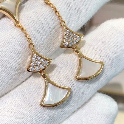 [Angela Jewellery]DREAM EARRINGS 3 MOTIFS DIAMOND MOP PINK GOLD