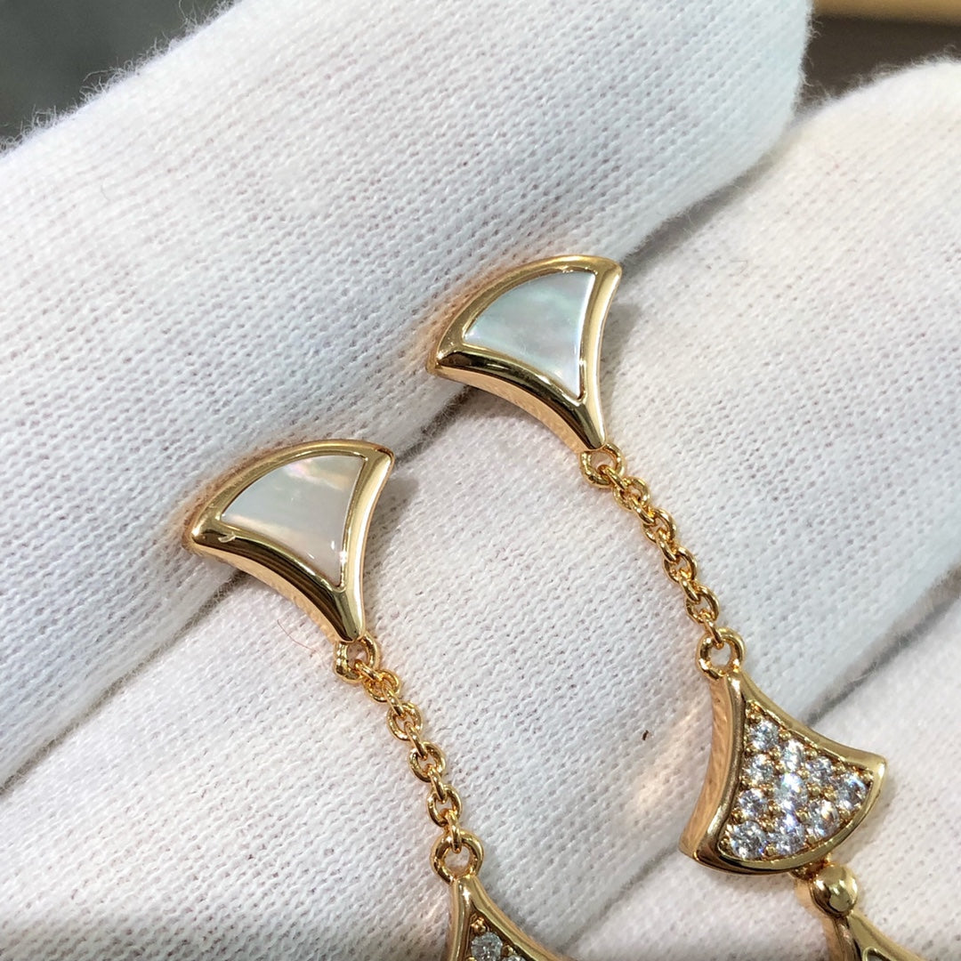 [Angela Jewellery]DREAM EARRINGS 3 MOTIFS DIAMOND MOP PINK GOLD