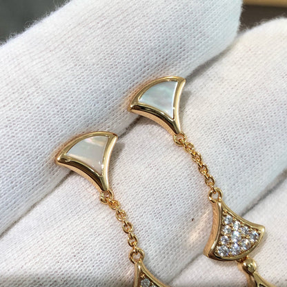 [Angela Jewellery]DREAM EARRINGS 3 MOTIFS DIAMOND MOP PINK GOLD