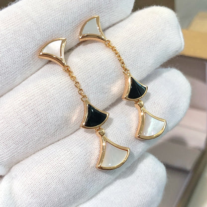 [Angela Jewellery]DREAM EARRINGS 3 MOTIFS ONYX MOP PINK GOLD