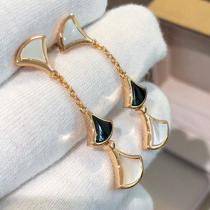 [Angela Jewellery]DREAM EARRINGS 3 MOTIFS ONYX MOP PINK GOLD