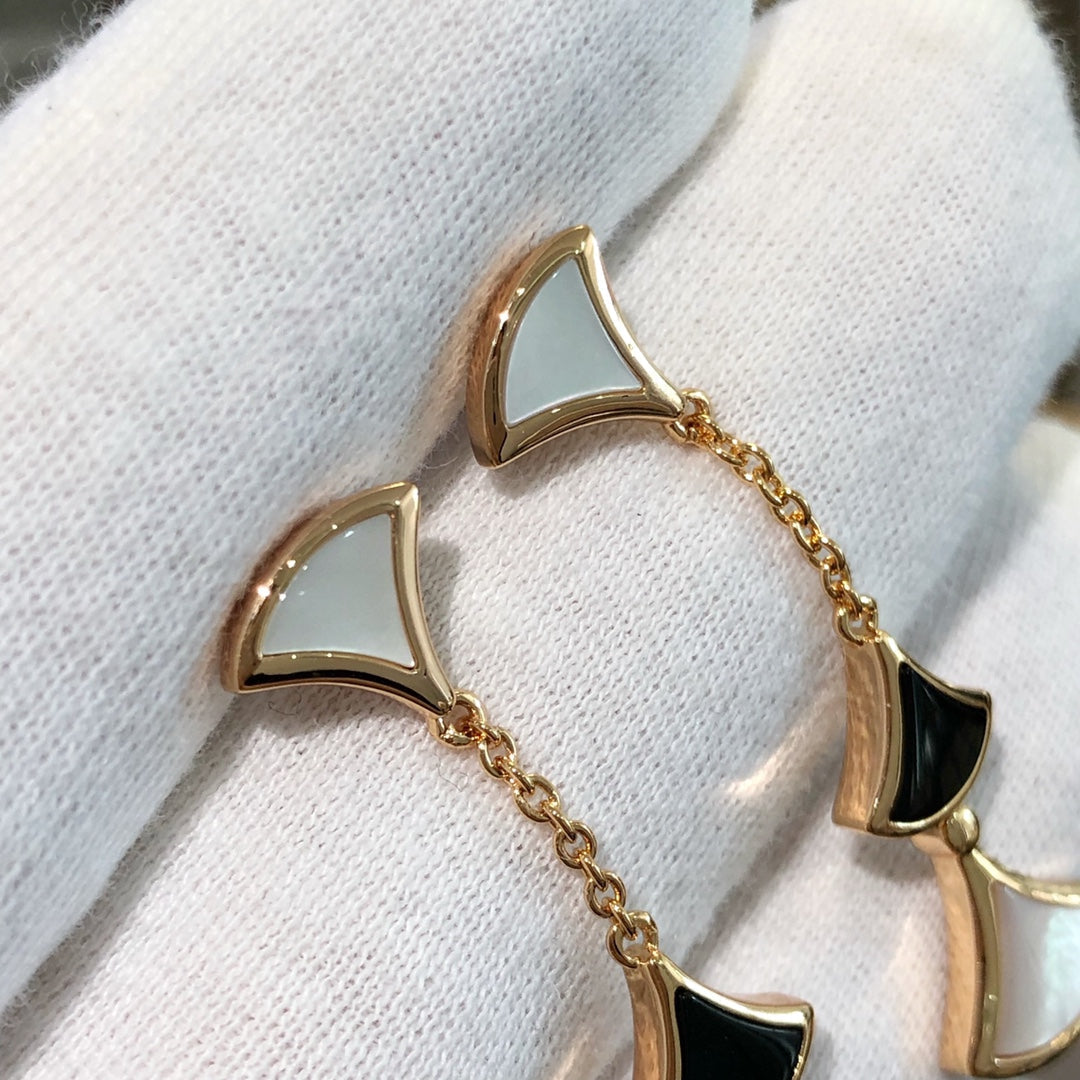 [Angela Jewellery]DREAM EARRINGS 3 MOTIFS ONYX MOP PINK GOLD